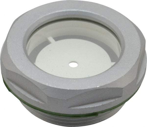 J.W. Winco - M40x1.5 Thread, 46mm Distance Across Flats, Aluminum Oil Level Sight Glasses - 50mm Flange Diameter, 9mm Head Height, 12mm Length Under Head - Apex Tool & Supply