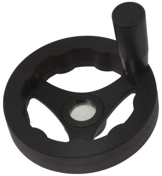 J.W. Winco - 160mm, Handwheel with Revolving Handle - 32mm Hub, Plastic, Plain Finish - Apex Tool & Supply