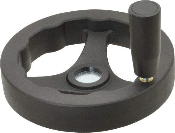 J.W. Winco - 125mm, Handwheel with Revolving Handle - 24mm Hub, Plastic, Plain Finish - Apex Tool & Supply