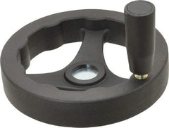 J.W. Winco - 125mm, Handwheel with Revolving Handle - 24mm Hub, Plastic, Plain Finish - Apex Tool & Supply