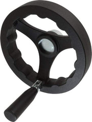 J.W. Winco - 160mm, Handwheel with Retractable Handle - 32mm Hub, Plastic, Plain Finish - Apex Tool & Supply