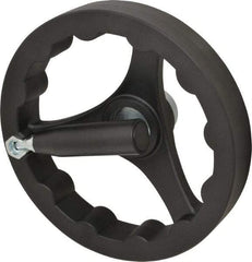 J.W. Winco - 200mm, Handwheel with Retractable Handle - 40mm Hub, Plastic, Plain Finish - Apex Tool & Supply