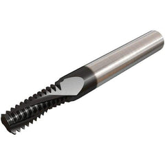 Iscar - 7/16-28 UNEF, 1/4" Cutting Diam, 3 Flute, Solid Carbide Helical Flute Thread Mill - Internal Thread, 0.56" LOC, 2-1/2" OAL, 1/4" Shank Diam - Apex Tool & Supply
