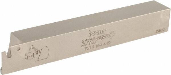 Iscar - External Thread, 0.5906" Max Depth of Cut, 1.4mm Min Groove Width, 140mm OAL, Right Hand Indexable Grooving Cutoff Toolholder - 3/4" Shank Height x 3/4" Shank Width, TAG Insert Style, TGT Toolholder Style, Series Tang-Grip - Apex Tool & Supply