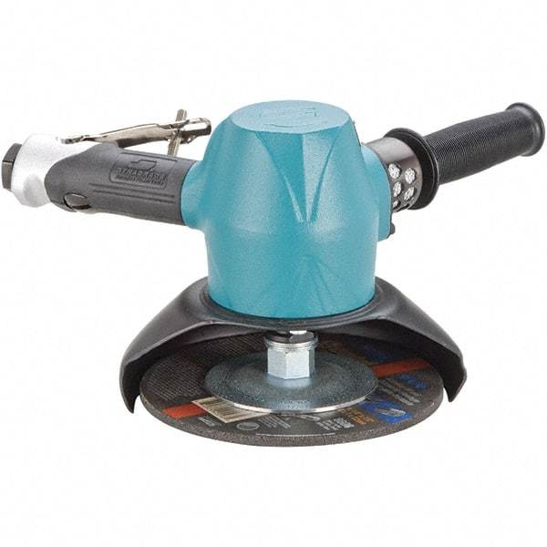 Dynabrade - 7" Wheel Diam, 7,200 RPM, Pneumatic Angle & Disc Grinder - 5/8-11 Spindle, 98 CFM, Rear Exhaust - Apex Tool & Supply