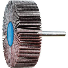 PFERD - 3" Diam x 1" Face Width, Aluminum Oxide Coated Mounted Flap Wheel - 1/4" Shank Mount, 120 Grit, 20,000 Max RPM - Apex Tool & Supply