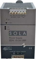 Sola/Hevi-Duty - 240 Watt, 10 Amp, 230 VAC Input, 24 VDC Output, DIN Rail Power Supply - 3.26 Inch Wide x 4.55 Inch Deep x 4.88 Inch High, Up to 88% Efficiency, 14 to 140°F, Green LED - Apex Tool & Supply