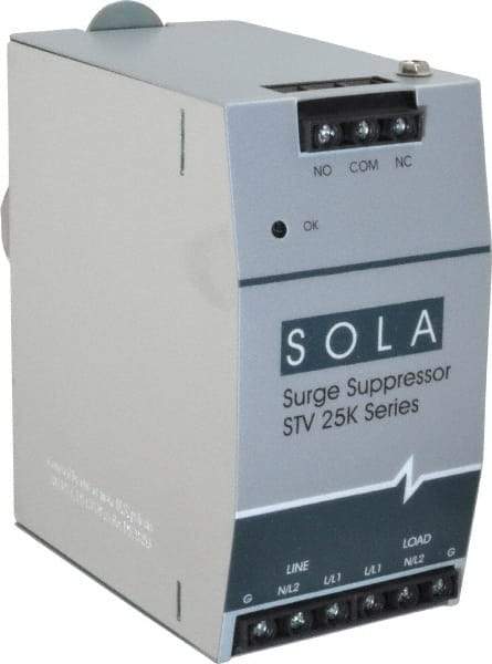 Sola/Hevi-Duty - 2.56 Inch Long x 4.87 Inch Wide x 4-3/4 Inch Deep, Hardwired Surge Protector - DIN Rail Mount, 120 V, 50 kA Surge Protection - Apex Tool & Supply