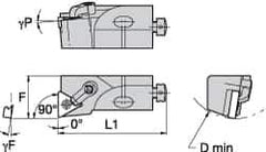 Kennametal - MTFN, Left Hand Cut, 0° Lead Angle, 1-1/2" Shank Height x 1-1/2" Shank Width, Negative Rake Indexable Turning Toolholder - 7" OAL, TN..66. Insert Compatibility, Series Kenloc - Apex Tool & Supply