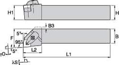 Kennametal - DWLN, Right Hand Cut, 5° Lead Angle, 3/4" Shank Height x 3/4" Shank Width, Negative Rake Indexable Turning Toolholder - 4-1/2" OAL, WN..33. Insert Compatibility, Series Kenclamp - Apex Tool & Supply