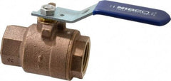 NIBCO - 1" Pipe, Full Port, Bronze Standard Ball Valve - 2 Piece, Inline - One Way Flow, FNPT x FNPT Ends, Lever Handle, 600 WOG, 150 WSP - Apex Tool & Supply