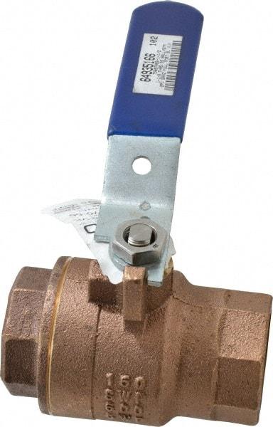 NIBCO - 1-1/2" Pipe, Full Port, Bronze Standard Ball Valve - 2 Piece, Inline - One Way Flow, FNPT x FNPT Ends, Lever Handle, 600 WOG, 150 WSP - Apex Tool & Supply