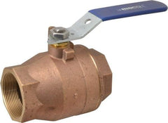 NIBCO - 2" Pipe, Full Port, Bronze Standard Ball Valve - 2 Piece, Inline - One Way Flow, FNPT x FNPT Ends, Lever Handle, 600 WOG, 150 WSP - Apex Tool & Supply