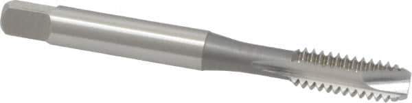 OSG - #12-28 UNF, 2 Flute, Bright Finish, High Speed Steel Spiral Point Tap - Bottoming Chamfer, Right Hand Thread, 2-3/8" OAL, 15/16" Thread Length, 0.22" Shank Diam, 2B/3B Class of Fit, Series 105B - Exact Industrial Supply