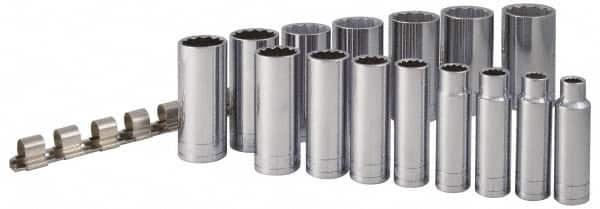 SK - 15 Piece 1/2" Drive Deep Well Socket Set - Apex Tool & Supply