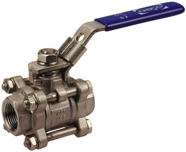 Midwest Control - 3/8" Pipe, Full Port, Stainless Steel Standard Ball Valve - 3 Piece, Inline - One Way Flow, FNPT x FNPT Ends, Lever Handle - Apex Tool & Supply