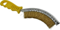 Made in USA - 1" Trim Length Brass Scratch Brass Brush - 5-1/2" Brush Length, 10" OAL, 1" Trim Length, Plastic Ergonomic Handle - Apex Tool & Supply