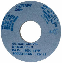 Norton - 14" Diam x 5" Hole x 1" Thick, K Hardness, 60 Grit Surface Grinding Wheel - Ceramic, Type 1, Medium Grade, 1,800 Max RPM, Vitrified Bond, No Recess - Apex Tool & Supply