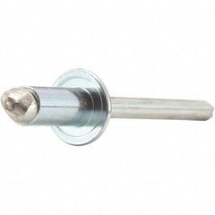 STANLEY Engineered Fastening - Size 6 Dome Head Stainless Steel Open End Blind Rivet - Stainless Steel Mandrel, 0.063" to 1/8" Grip, 3/16" Head Diam, 0.192" to 0.196" Hole Diam, 0.116" Body Diam - Apex Tool & Supply