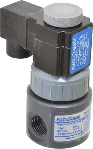 Plast-O-Matic - Direct Acting, PVC Solenoid Valve - Normally Closed, Viton Seal - Apex Tool & Supply