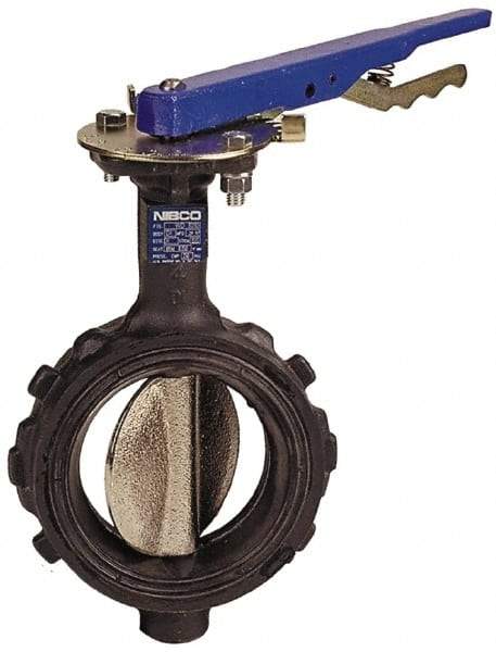 NIBCO - 3" Pipe, Wafer Butterfly Valve - Lever Handle, Ductile Iron Body, Buna-N Seat, 250 WOG, Ductile Iron Disc, Stainless Steel Stem - Apex Tool & Supply