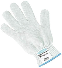 Ansell - Size L (9), ANSI Cut Lvl 5, Abrasion Lvl 3, Stainless Steel Cut Resistant Gloves - Stainless Steel/Synthetic Fiber Lining, Knit Wrist, White, Ambidextrous - Apex Tool & Supply