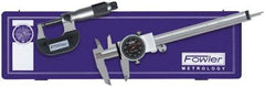 Fowler - 3 Piece, Machinist Caliper and Micrometer Tool Kit - 0 to 6 Inch Caliper, 0 to 1 Inch Micrometer, 0.0001 Inch Graduation - Apex Tool & Supply