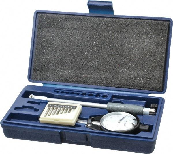 Fowler - 8 Anvil, 0.7 to 1-1/2" Dial Bore Gage - 0.0005" Graduation, Carbide Anvil - Apex Tool & Supply