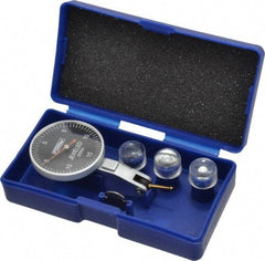 Fowler - 0.03 Inch Range, 0.0005 Inch Dial Graduation, Horizontal Dial Test Indicator - 1-1/2 Inch Black Dial, 0-15-0 Dial Reading - Apex Tool & Supply