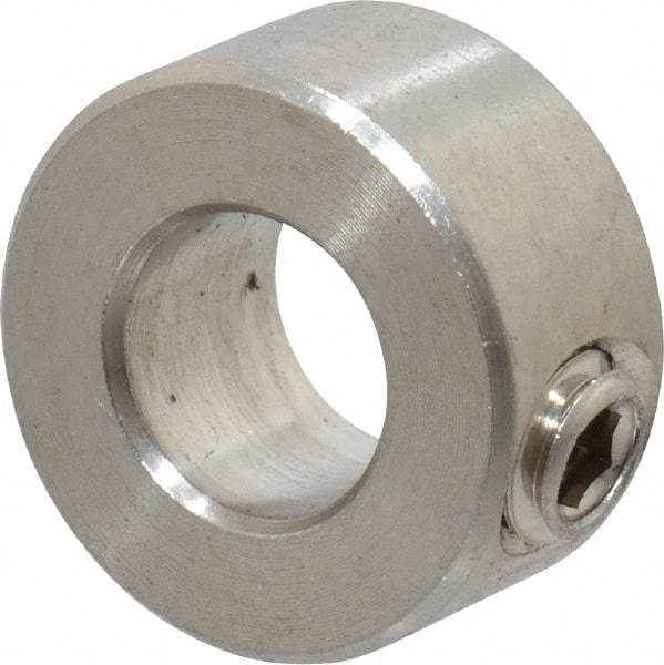 Climax Metal Products - 3/8" Bore, Stainless Steel, Set Screw Solid Set Screw Collars - 3/4" Outside Diam, 3/8" Wide - Apex Tool & Supply