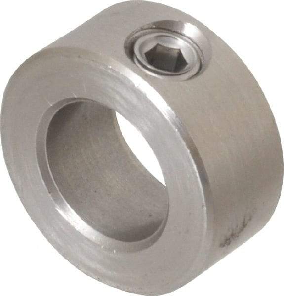 Climax Metal Products - 5/8" Bore, Stainless Steel, Set Screw Solid Set Screw Collars - 1-1/8" Outside Diam, 1/2" Wide - Apex Tool & Supply