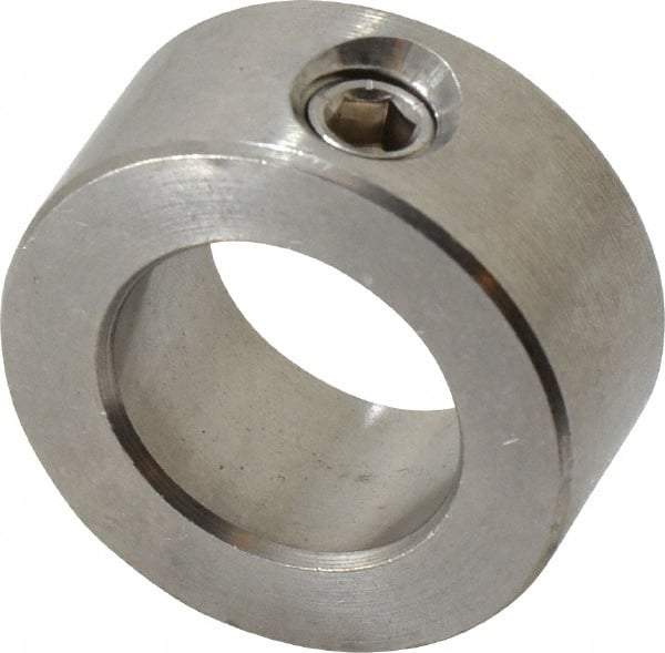 Climax Metal Products - 3/4" Bore, Stainless Steel, Set Screw Solid Set Screw Collars - 1-1/4" Outside Diam, 9/16" Wide - Apex Tool & Supply