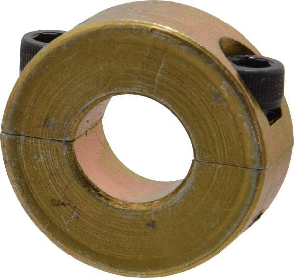 Climax Metal Products - 1/2" Bore, Steel, Two Piece Clamping Shaft Collar - 1-1/8" Outside Diam, 13/32" Wide - Apex Tool & Supply