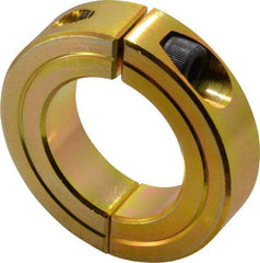 Climax Metal Products - 1-1/4" Bore, Steel, Two Piece Clamping Shaft Collar - 2-1/16" Outside Diam, 1/2" Wide - Apex Tool & Supply