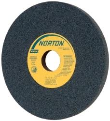 Norton - 7" Diam x 1-1/4" Hole x 1/2" Thick, H Hardness, 100 Grit Surface Grinding Wheel - Silicon Carbide, Type 1, Fine Grade, 3,600 Max RPM, Vitrified Bond, No Recess - Apex Tool & Supply