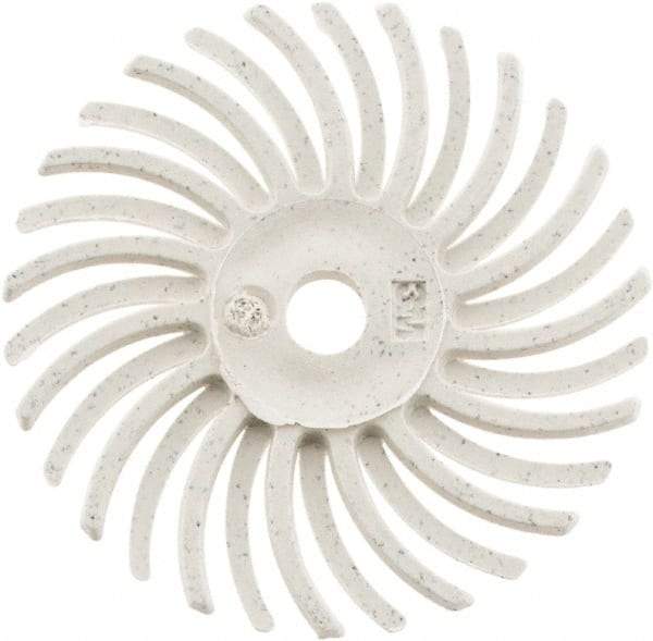 3M - 1" Diam, 1/16" Max Face Width, Shank Radial Bristle Brush - 120 Grit, Fine Grade, 35,000 Max RPM, White - Apex Tool & Supply