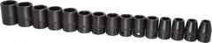 Proto - 15 Piece 1/2" Drive Impact Socket Set - 6 Points, 10mm to 24mm Range, Metric Measurement Standard - Apex Tool & Supply