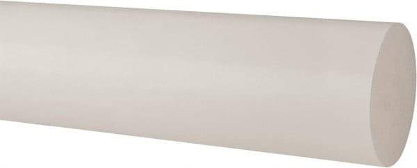 Made in USA - 1' Long, 4" Diam, Polypropylene Plastic Rod - Natural (Color) - Apex Tool & Supply