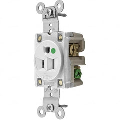 Hubbell Wiring Device-Kellems - 125V 15A NEMA 5-15R Hospital Grade White Straight Blade Single Receptacle - Apex Tool & Supply