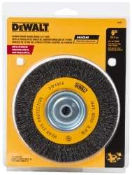DeWALT - 6" OD, 3/8" Arbor Hole, Crimped Steel Wheel Brush - 3/4" Face Width, 0.014" Filament Diam, 6,000 RPM - Apex Tool & Supply