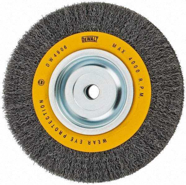 DeWALT - 8" OD, 5/8" Arbor Hole, Crimped Steel Wheel Brush - 3/4" Face Width, 0.014" Filament Diam, 4,000 RPM - Apex Tool & Supply