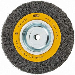 DeWALT - 8" OD, 5/8" Arbor Hole, Crimped Steel Wheel Brush - 3/4" Face Width, 0.014" Filament Diam, 4,000 RPM - Apex Tool & Supply