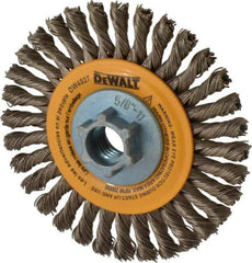 DeWALT - 4" OD, 5/8-11 Arbor Hole, Knotted Stainless Steel Wheel Brush - 0.02" Filament Diam, 20,000 RPM - Apex Tool & Supply