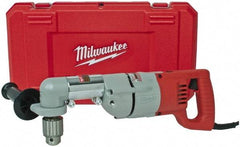 Milwaukee Tool - 1/2" Keyed Chuck, 600 RPM, D-Handle Electric Drill - 7 Amps, 120 Volts, Reversible, Includes 3/16" Socket Wrench, 9/16" Open End Wrench, RAD Assembly, Side Handle - Apex Tool & Supply