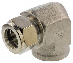 Parker - 1/4" OD, Stainless Steel Female Elbow - -425 to 1,200°F, 11/16" Hex, Comp x FNPT Ends - Apex Tool & Supply