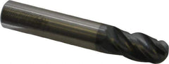 SGS - 1/2" Diam, 1" LOC, 4 Flute Solid Carbide Ball End Mill - AlTiN Finish, Single End, 3" OAL, 1/2" Shank Diam, Spiral Flute - Apex Tool & Supply