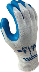 SHOWA - Size L (9) General Protection Work Gloves - For General Purpose, Palm & Fingers Coated, Knit Wrist Cuff, Gray, Paired - Apex Tool & Supply