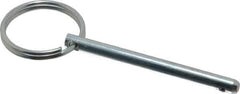 Gibraltar - 3/16" Pin Diam, 2" Long, Zinc Plated Steel Ball Lock Hitch Pin - 1-13/16" Usable Length - Apex Tool & Supply