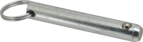 Gibraltar - 1/2" Pin Diam, 3" Long, Zinc Plated Steel Ball Lock Hitch Pin - 2-1/2" Usable Length - Apex Tool & Supply