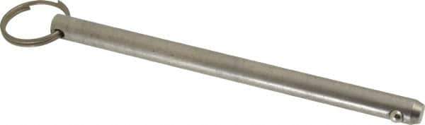 Gibraltar - 3/8" Pin Diam, 5-1/2" Long, Uncoated Stainless Steel Ball Lock Hitch Pin - 5-1/8" Usable Length - Apex Tool & Supply